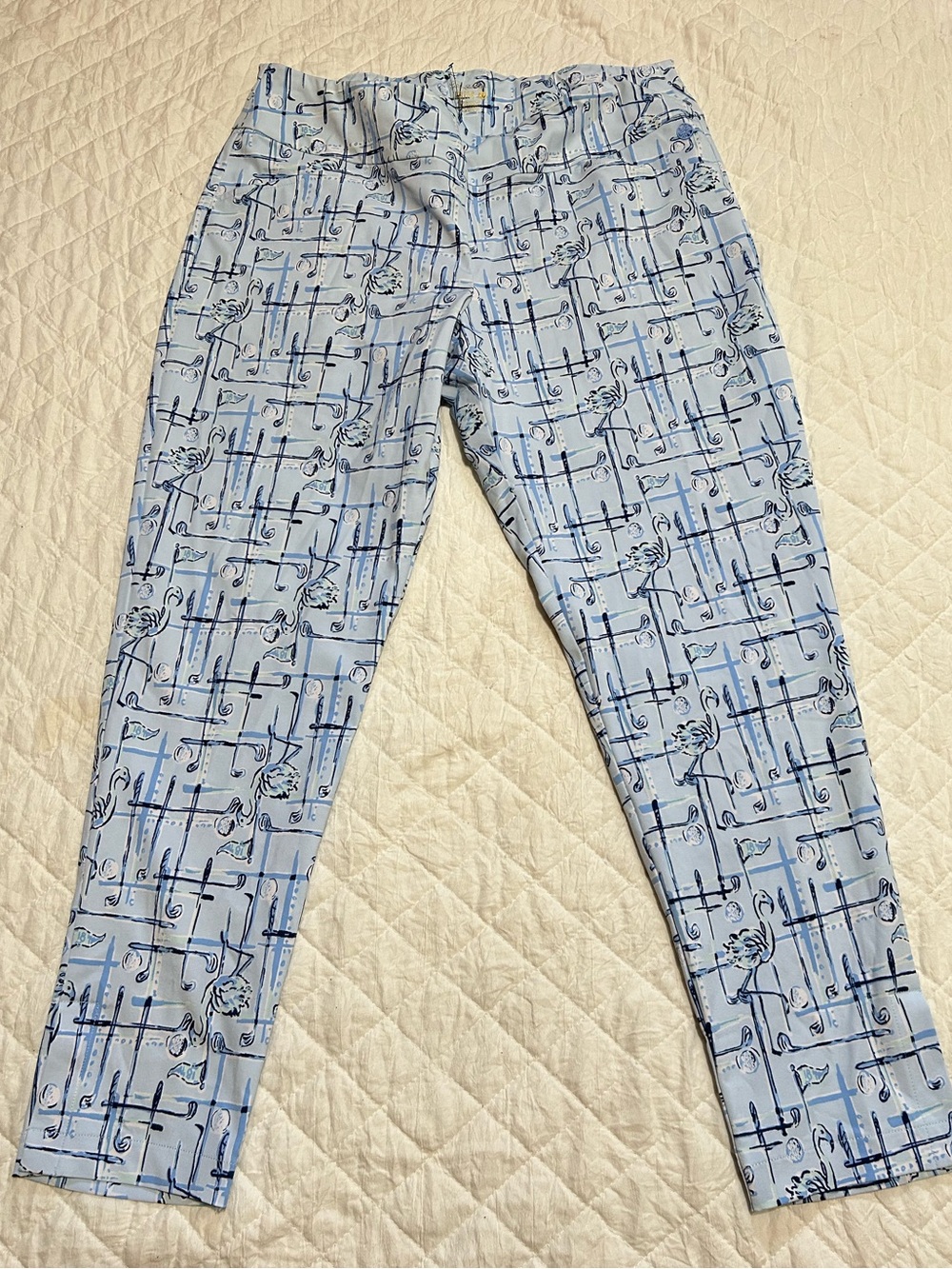 Lilly Pulitzer Light Blue & Navy Abstract Print Pants size 16 Plus